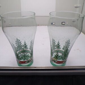 Vintage Libbey Coca-Cola Christmas Holiday Drinking Glasses